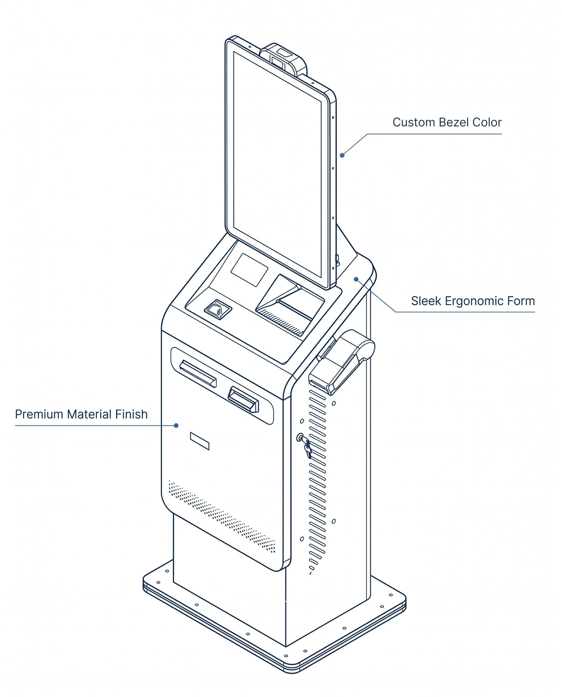 Kiosk appearance customization with structure, color, size and branding options