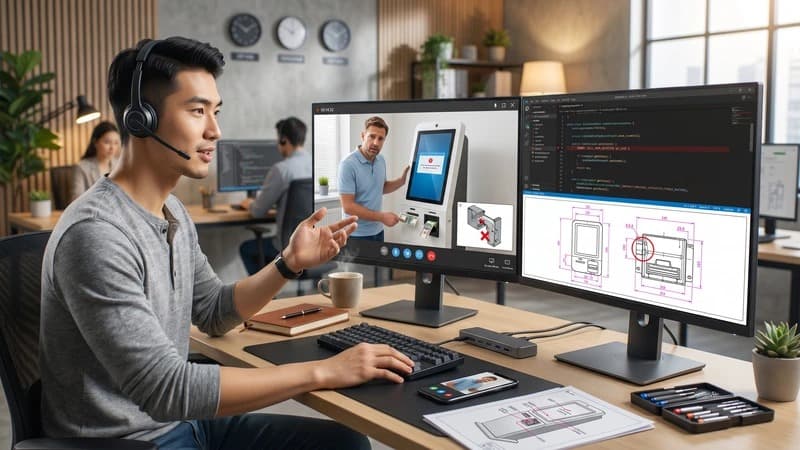 On-site kiosk support by technical engineer